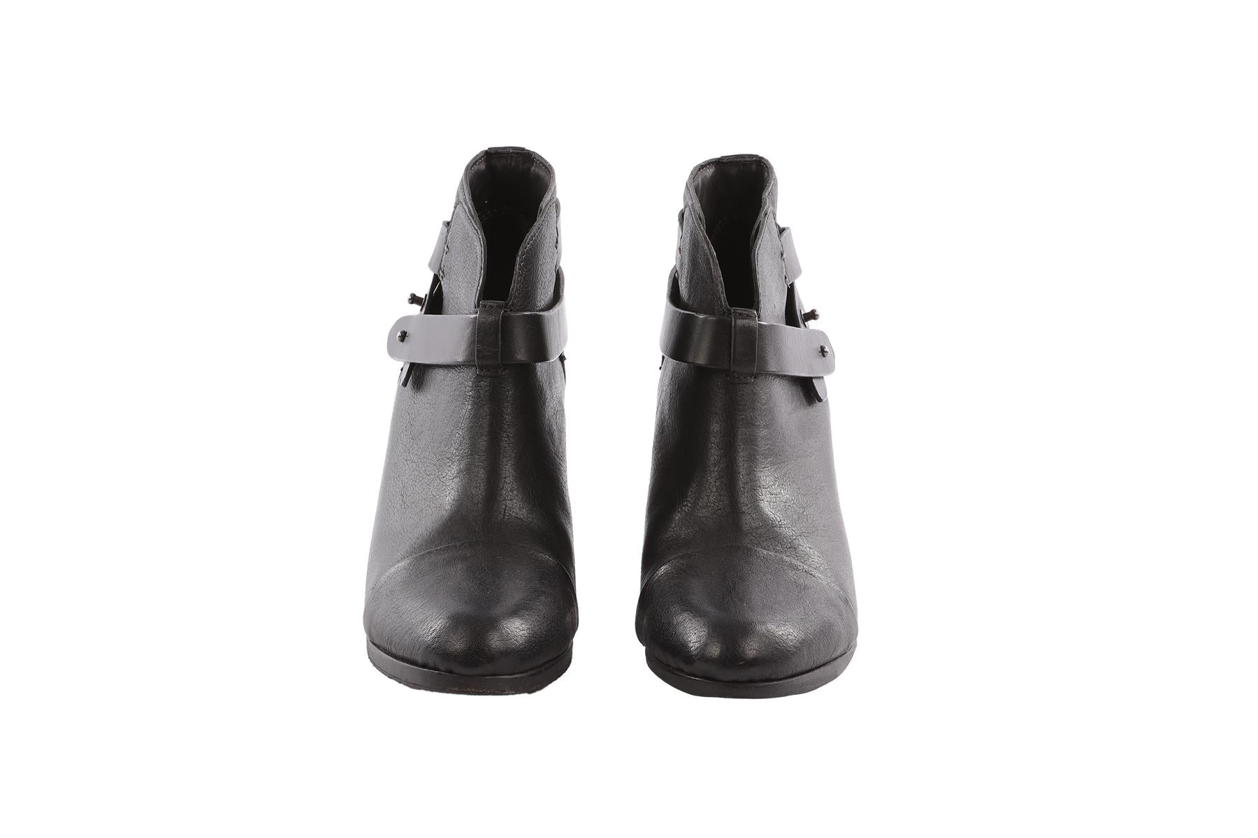 RAG & BONE BLACK LEATHER ANKLE BOOTS EU 38