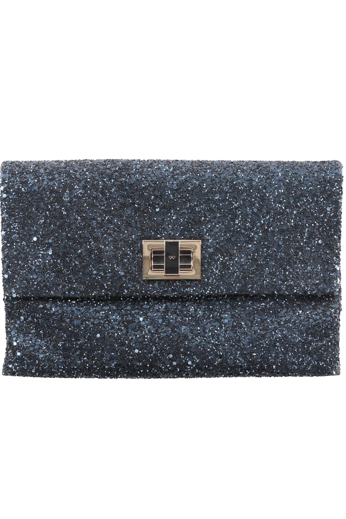 ANYA HINDMARCH NAVY GLITTER CLUTCH
