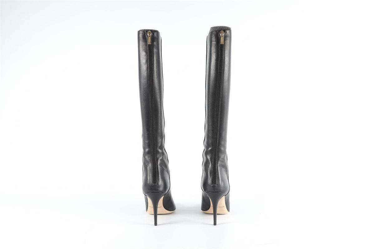 JIMMY CHOO BLACK LEATHER KNEE HIGH BOOTS EU 39 UK 6, US 9