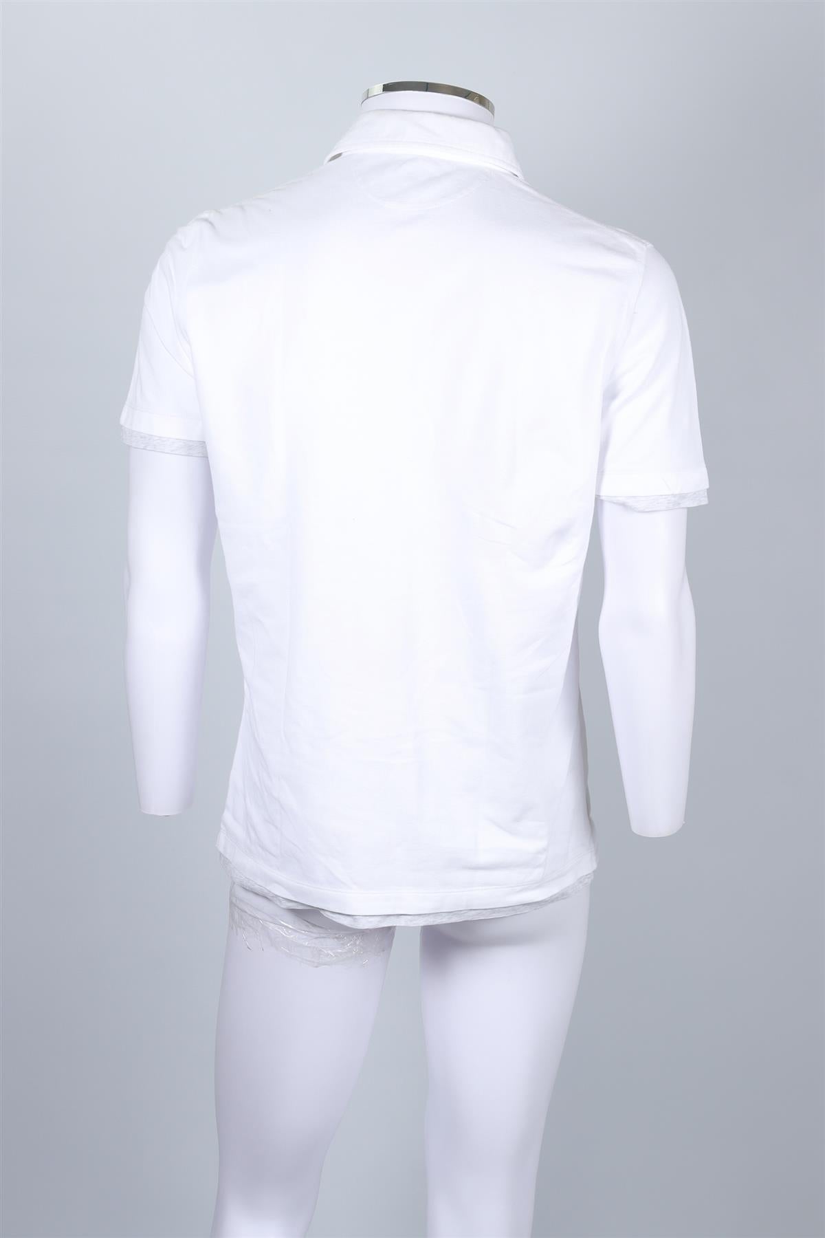BRUNELLO CUCINELLI WHITE MEN'S COTTON POLO SHIRT MEDIUM