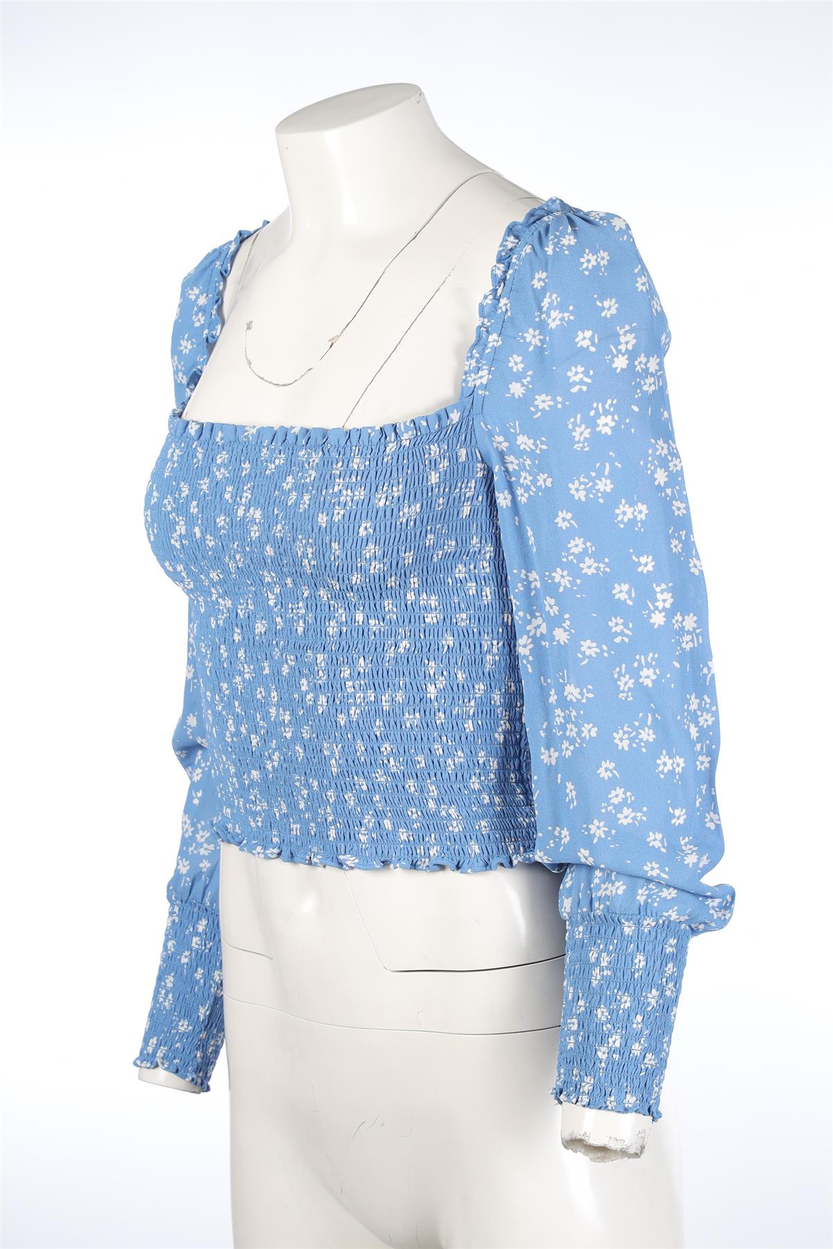 REFORMATION BLUE CREPE TOP SMALL