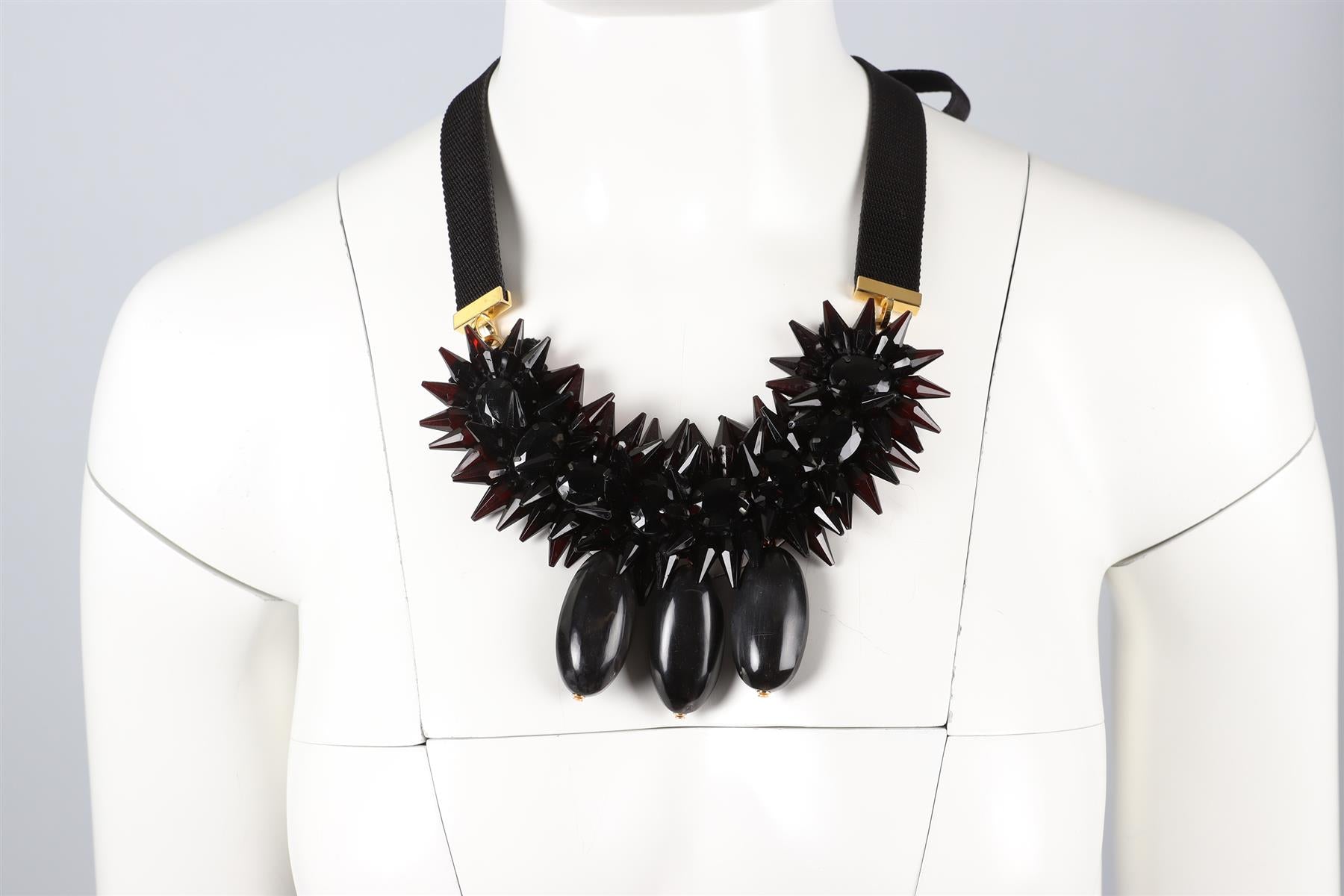 MARNI BLACK ACETATE AND RIBBON NECKLACE