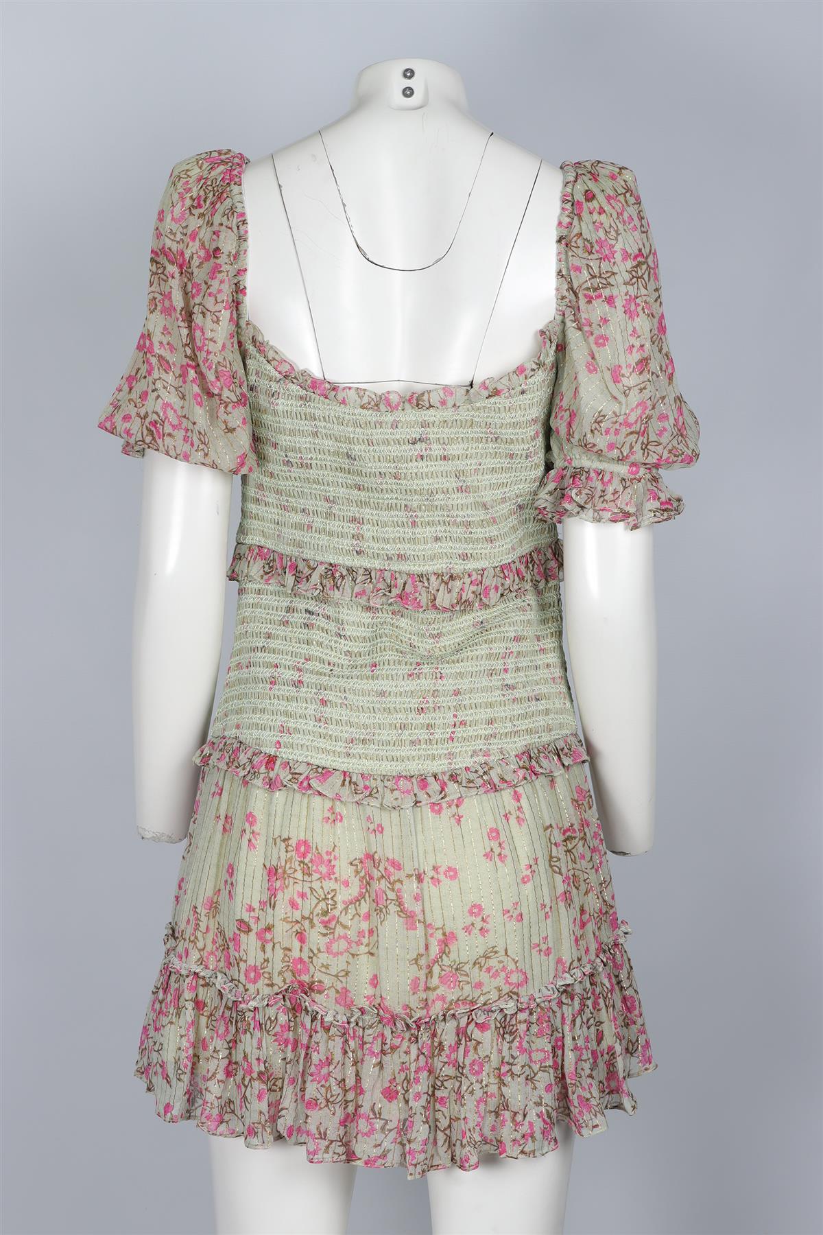 HEMANT & NANDITA GREEN COTTON MINI DRESS MEDIUM