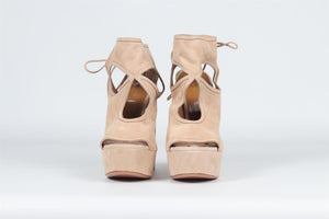 AQUAZZURA NUDE SUEDE SANDALS EU 38.5 UK 5.5 US 8.5