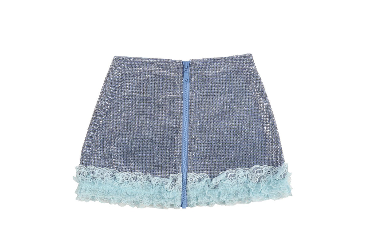 CHRISTOPHER KANE + SELF-PORTRAIT BLUE CRYSTAL MINI SKIRT UK 6