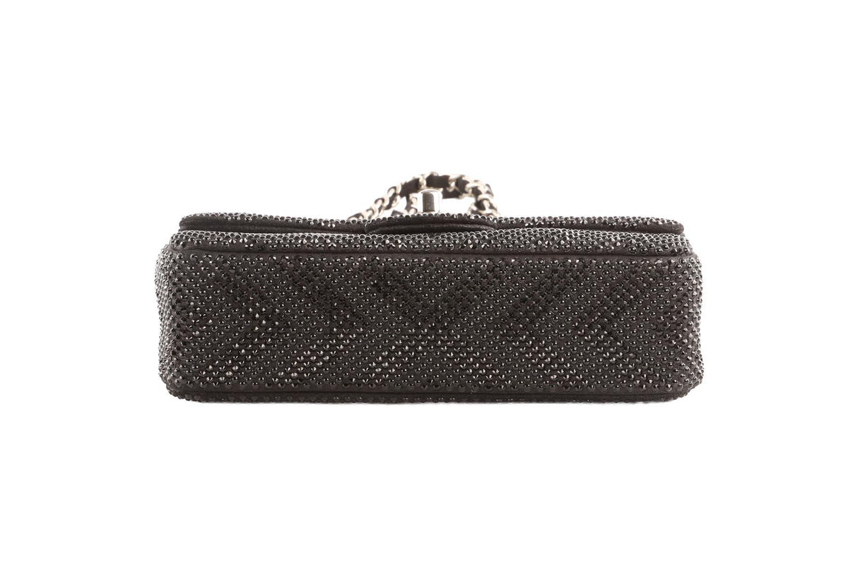 CHANEL BLACK 2017-2018 MINI FLAP CHEVRON STRASS SHOULDER BAG