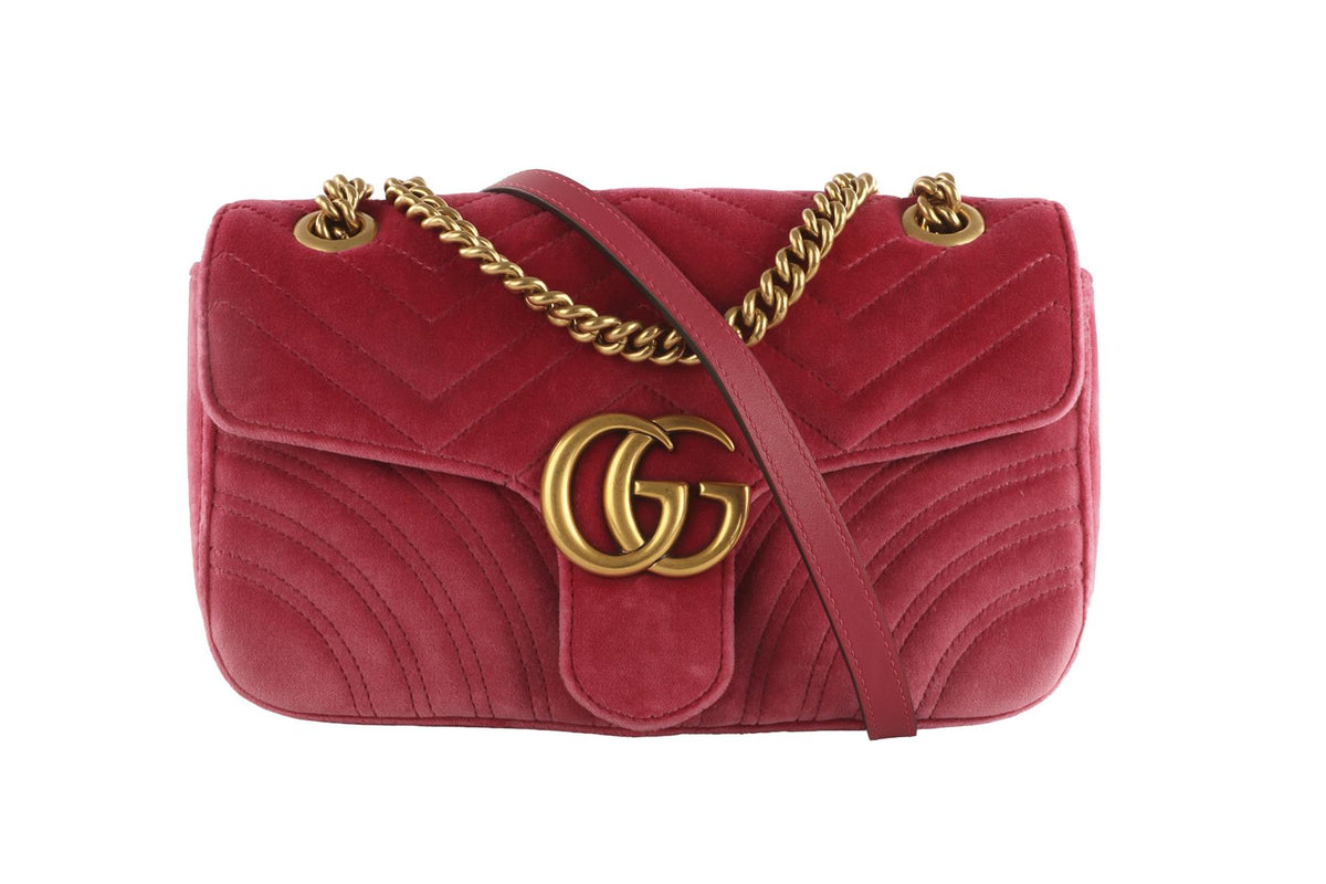 GUCCI PINK MARMONT VELVET SHOULDER BAG