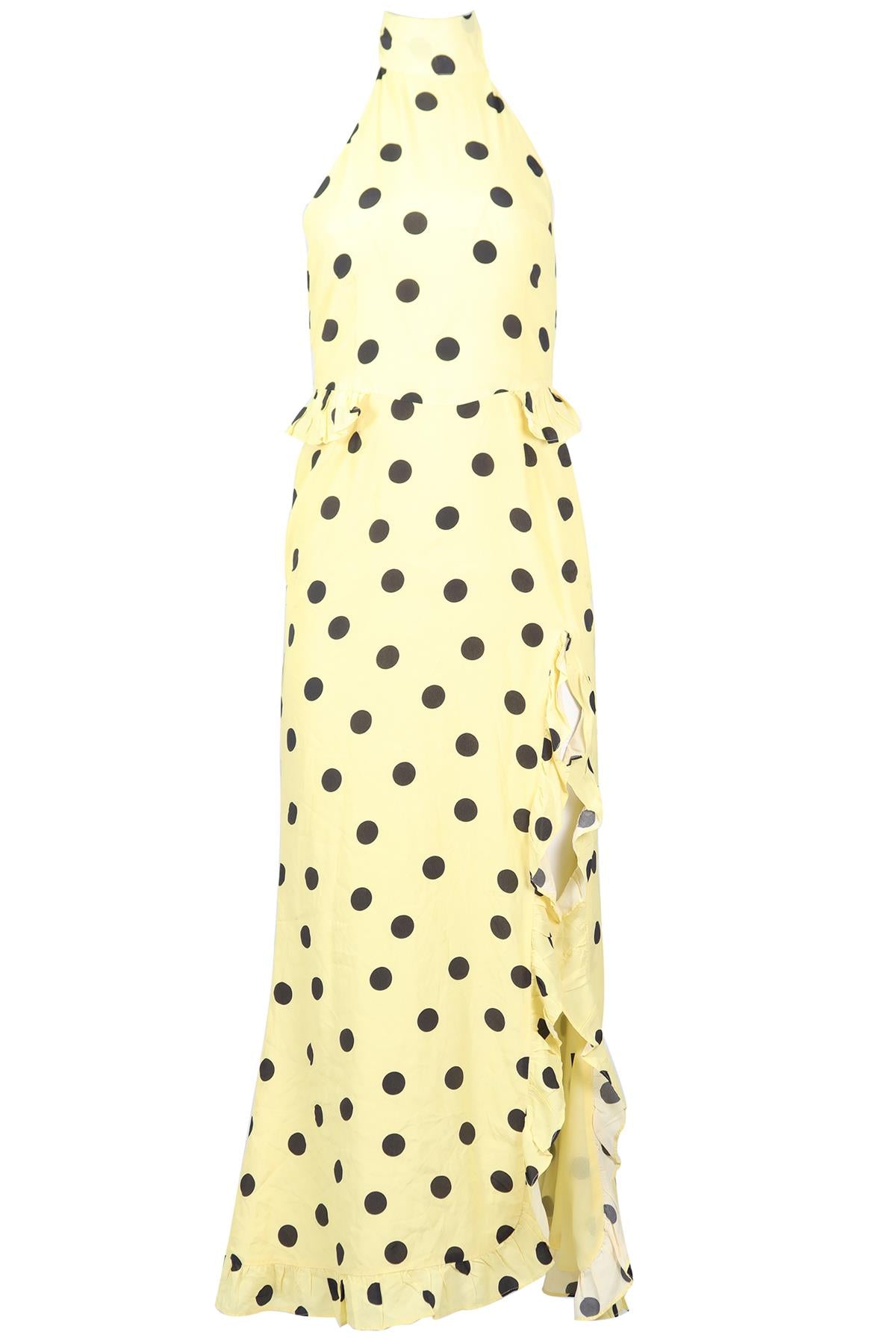 DE LA VALI POLKA DOT SILK BLEND MAXI DRESS UK 6
