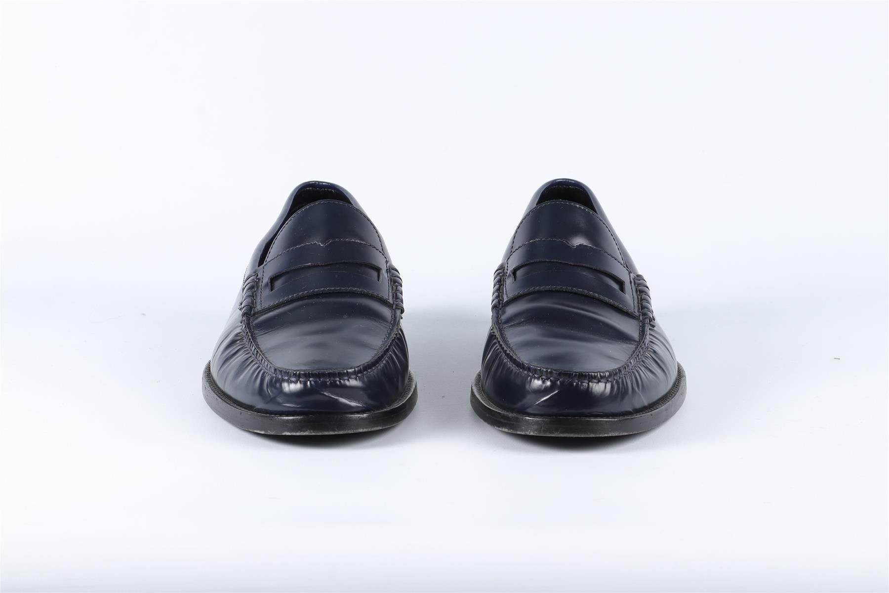 SAINT LAURENT NAVY MEN'S LEATHER LOAFERS EU 44 UK 9 US 10