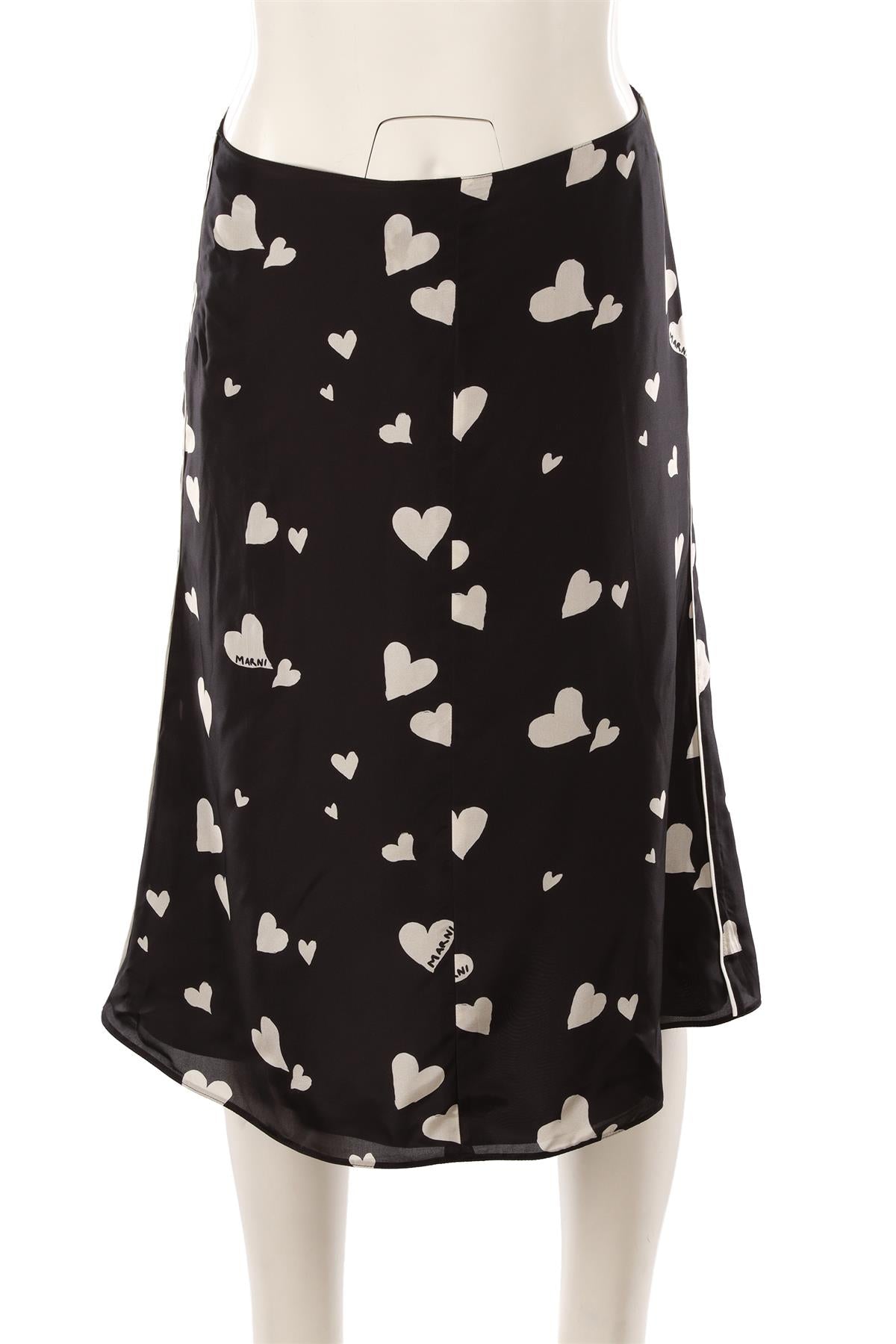 MARNI BLACK SILK MIDI SKIRT IT 40 UK 8