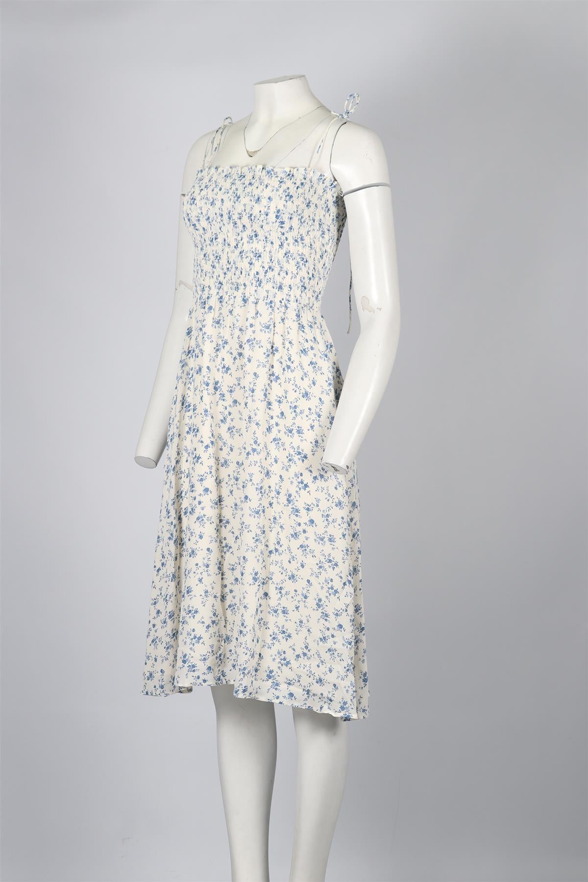 REFORMATION FLORAL PRINT CREPE MIDI DRESS SMALL