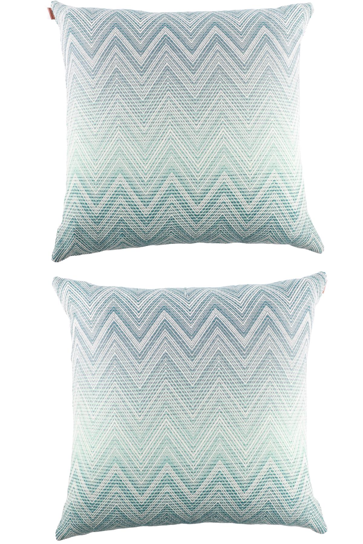 MISSONI HOME BLUE WOOL SET OF 2 CUSHIONS