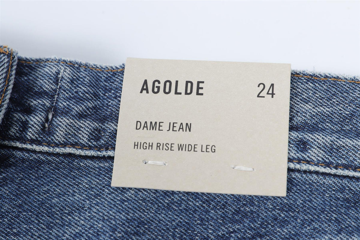 AGOLDE NAVY HIGH RISE WIDE LEG JEANS W24 UK 6
