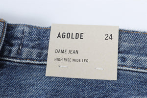 AGOLDE NAVY HIGH RISE WIDE LEG JEANS W24 UK 6