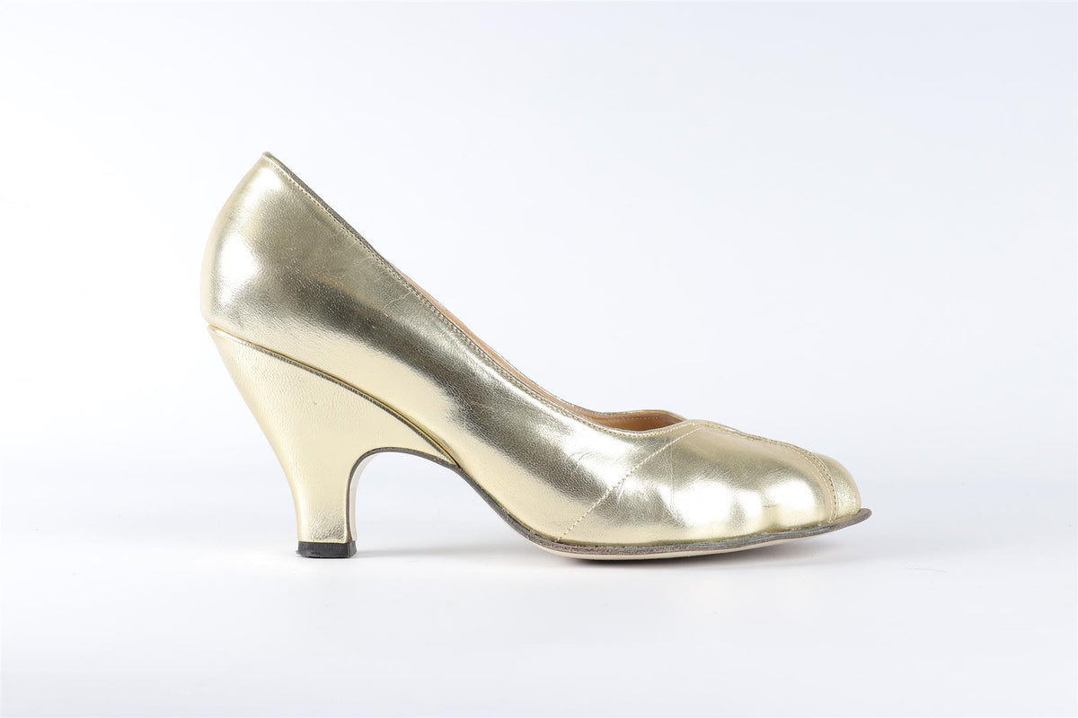 VIVIENNE WESTWOOD GOLD LEATHER PUMPS EU 38.5 UK 5.5 US 8.5