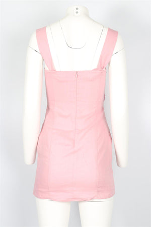 REFORMATION PINK LINEN MINI DRESS US 2 UK 6