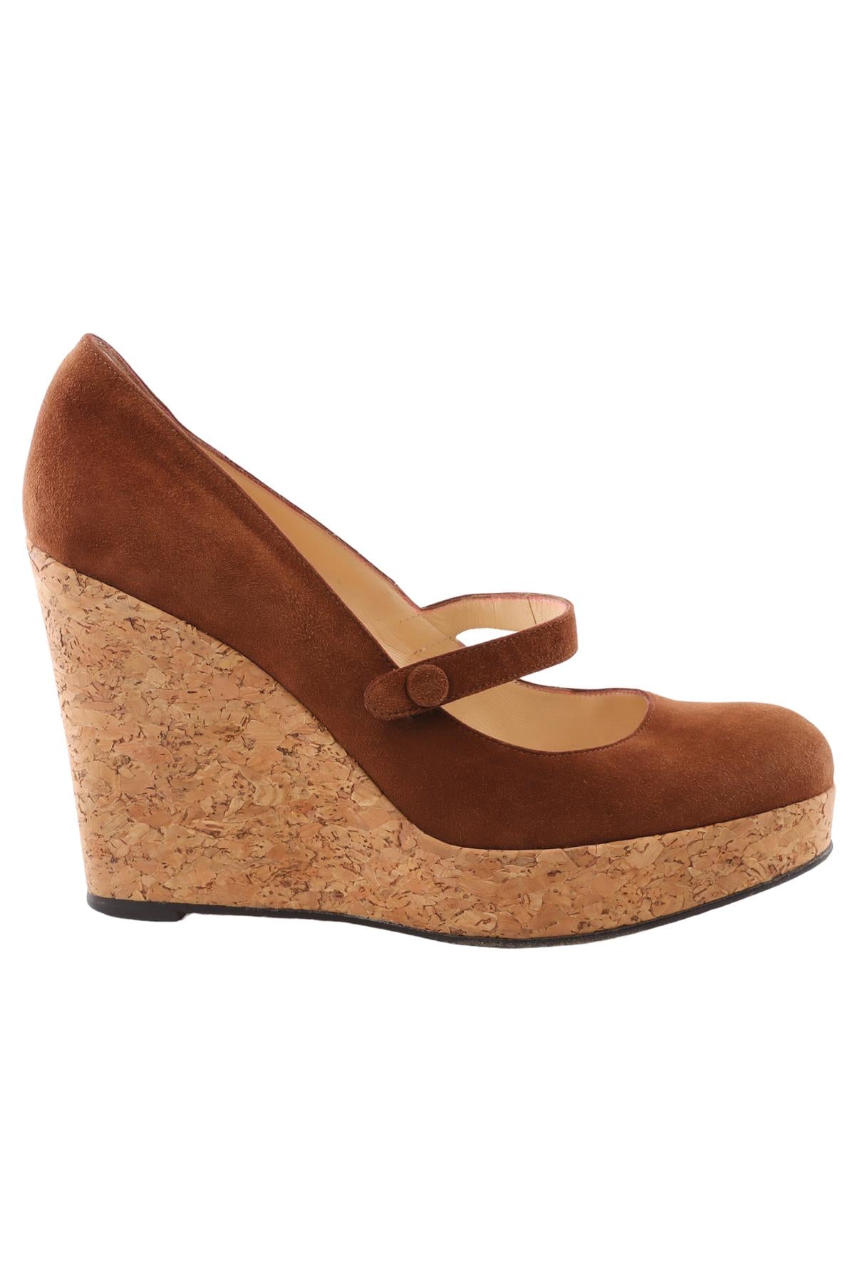 CHRISTIAN LOUBOUTIN BROWN SUEDE WEDGES EU 40 UK 7 US 10