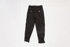 ROBERTO CAVALLI BLACK COTTON TAPERED PANTS IT 38 UK 6