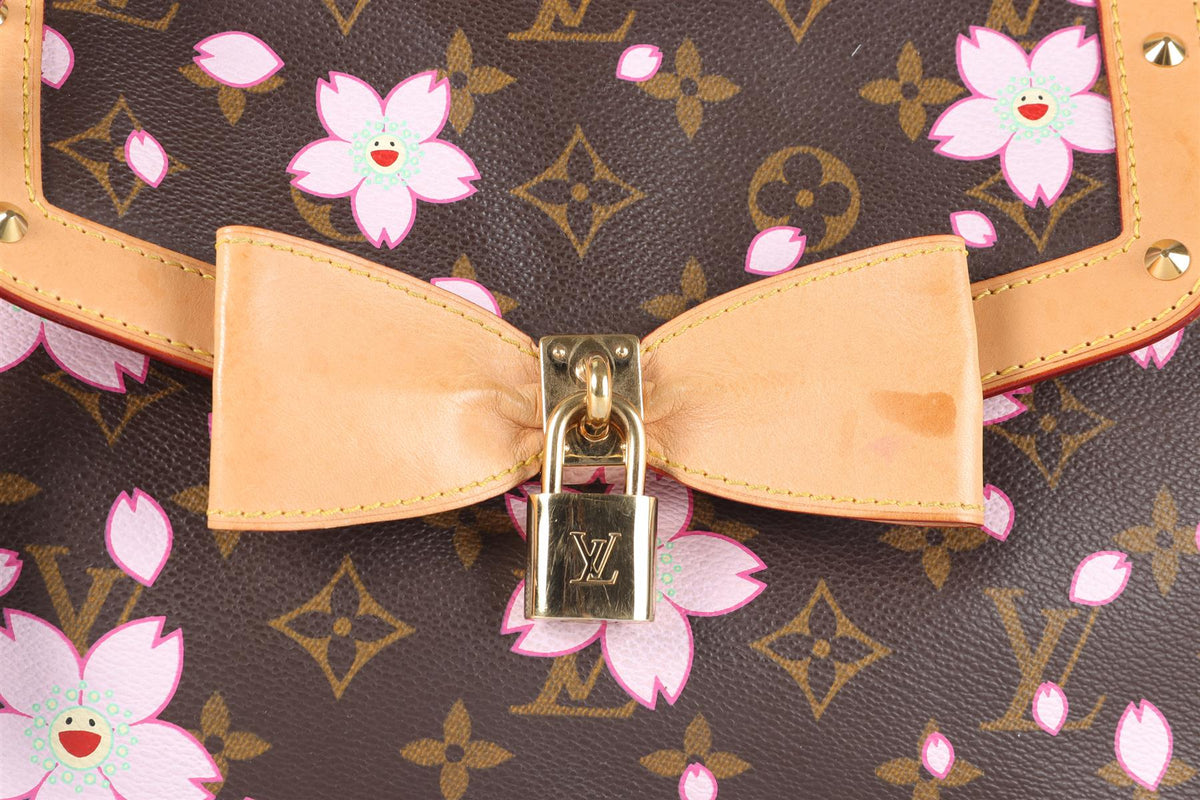 LOUIS VUITTON + TAKASHI MURAKAMI BROWN 2003 SAC RETRO PM CHERRY BLOSSOM MONOGRAM TOTE BAG