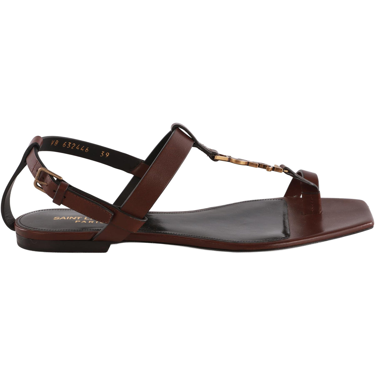 SAINT LAURENT BROWN CASSANDRA LEATHER SANDALS EU 39 UK 6 US 9