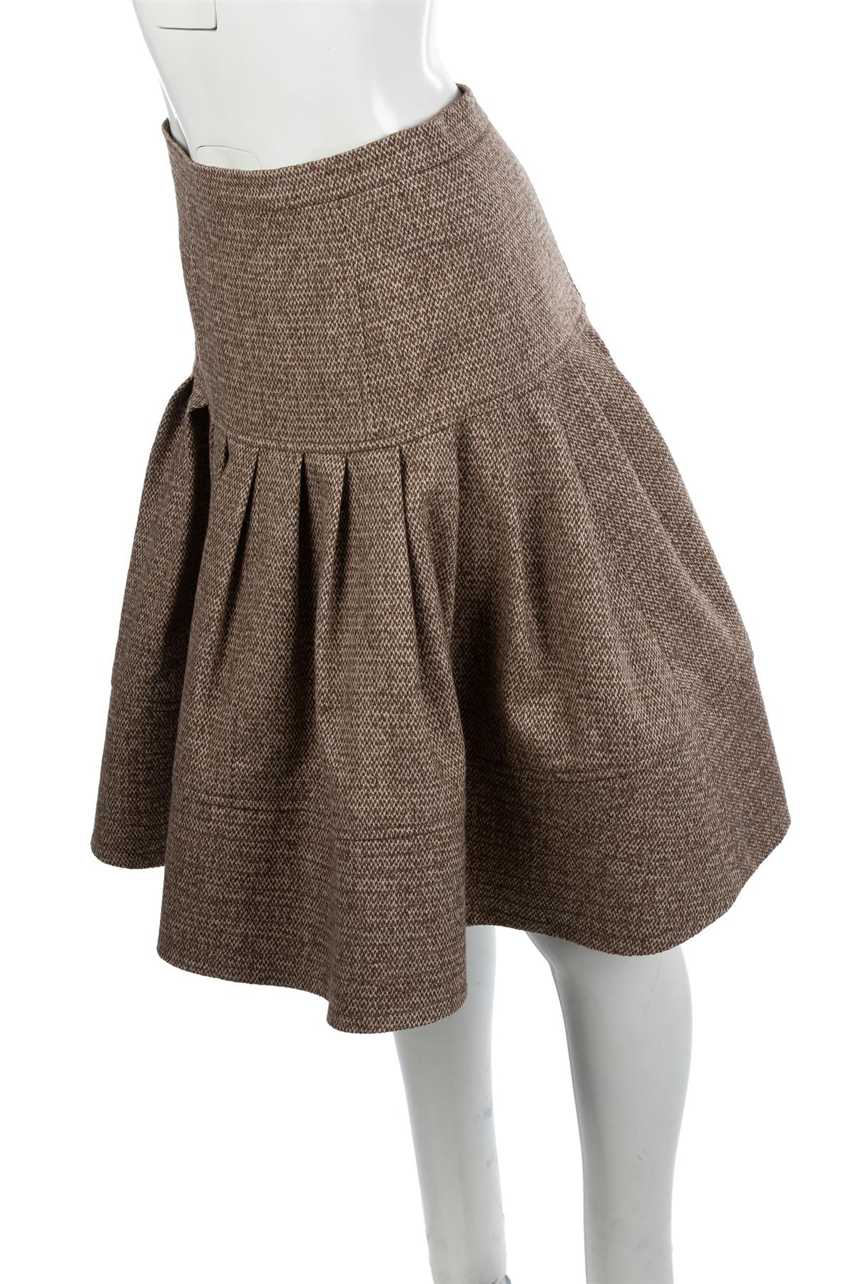 OSCAR DE LA RENTA BROWN 2009 WOOL SKIRT US 4 UK 8