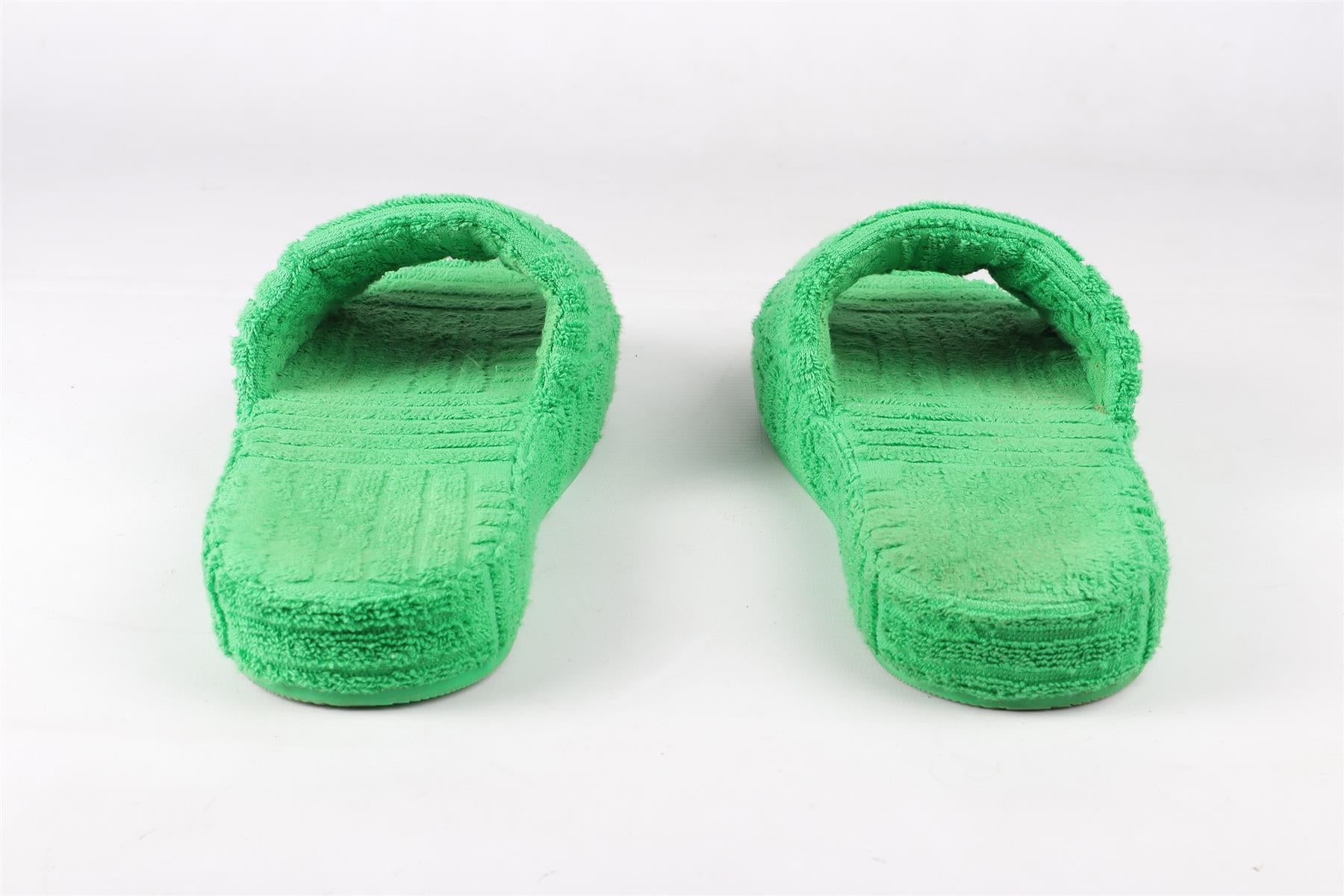 BOTTEGA VENETA GREEN TERRY SLIDES EU 40 UK 7 US 10