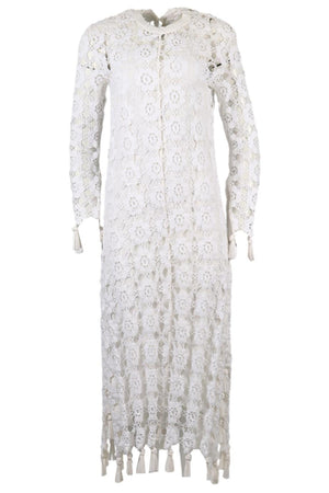 chloe crochet maxi dress Women's Cream Knit Panelled Crochet Maxi Dress | Chloe