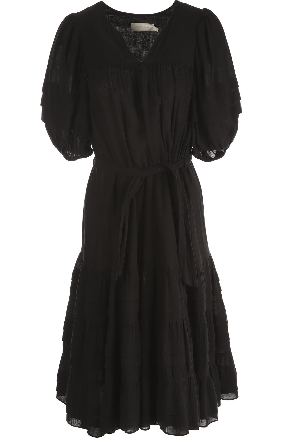 ZIMMERMANN BLACK COTTON MAXI DRESS UK 8