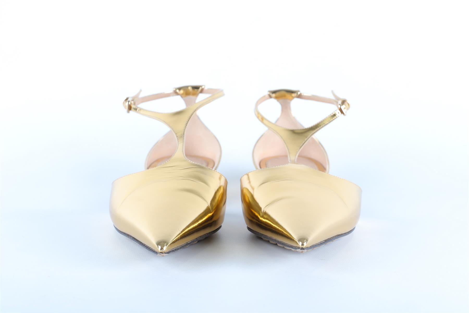BOTTEGA VENETA GOLD LEATHER BALLET FLATS EU 39 UK 6 US 9