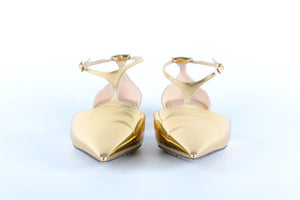 BOTTEGA VENETA GOLD LEATHER BALLET FLATS EU 39 UK 6 US 9