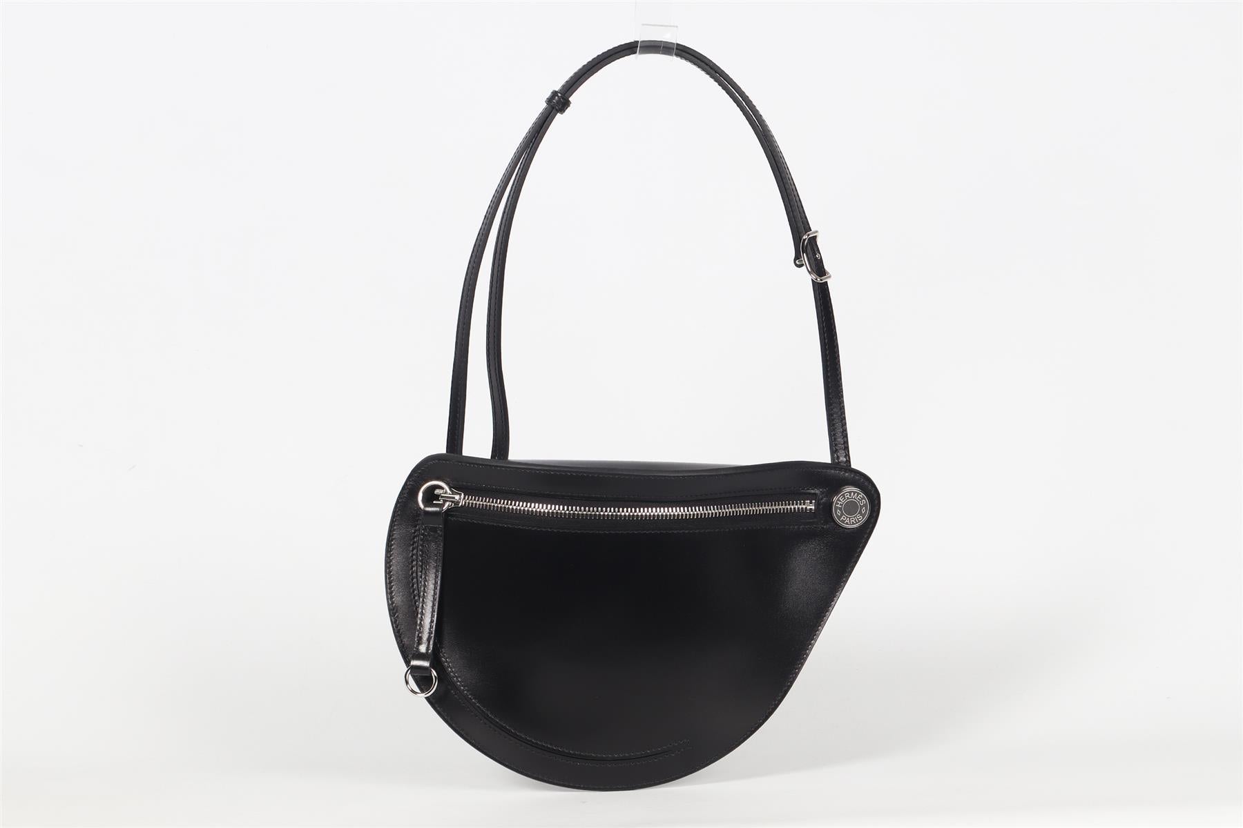 HERMÈS BLACK 2024 PETITE COURSE BOX LEATHER SHOULDER BAG IN NOIR