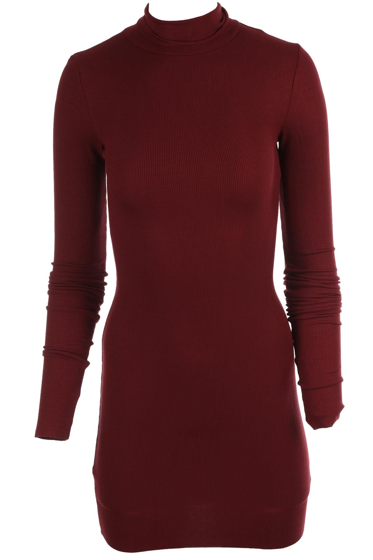 ETERNE BURGUNDY COTTON MINI DRESS SMALL