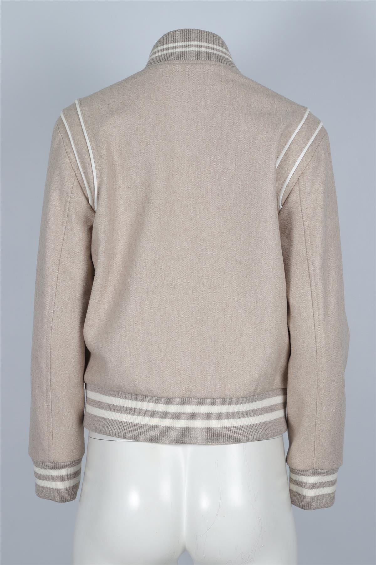 SPORTY & RICH BEIGE WOOL BOMBER JACKET SMALL