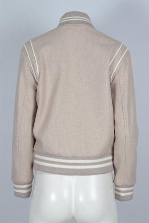 SPORTY & RICH BEIGE WOOL BOMBER JACKET SMALL