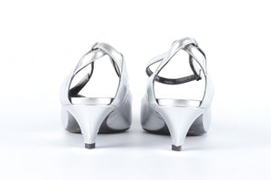 CELINE SILVER LEATHER PUMPS EU 38 UK 5 US 8