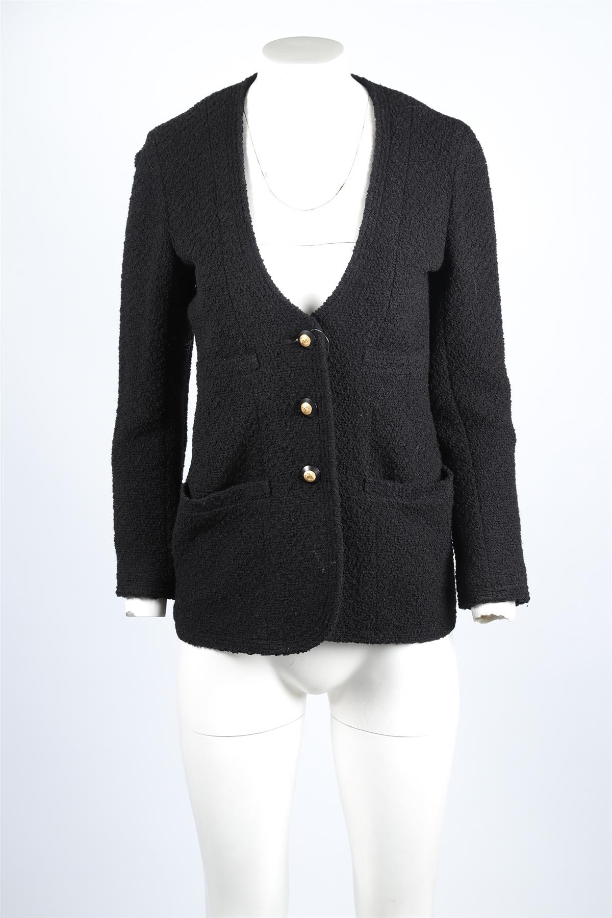 CHANEL BLACK 1993 WOOL JACKET SMALL