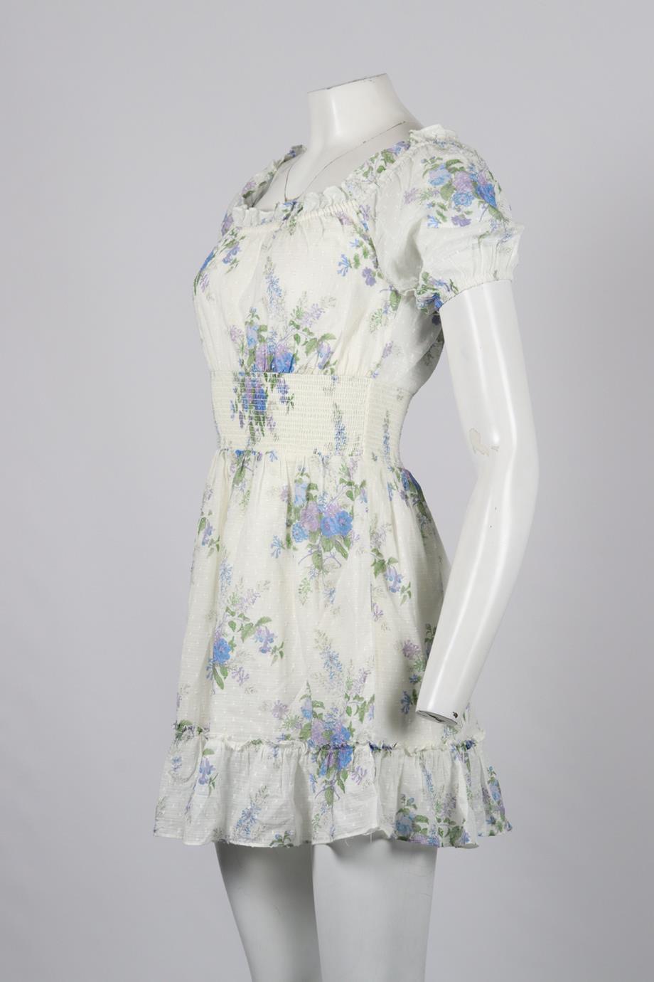 LOVESHACKFANCY FLORAL PRINT COTTON MINI DRESS SMALL