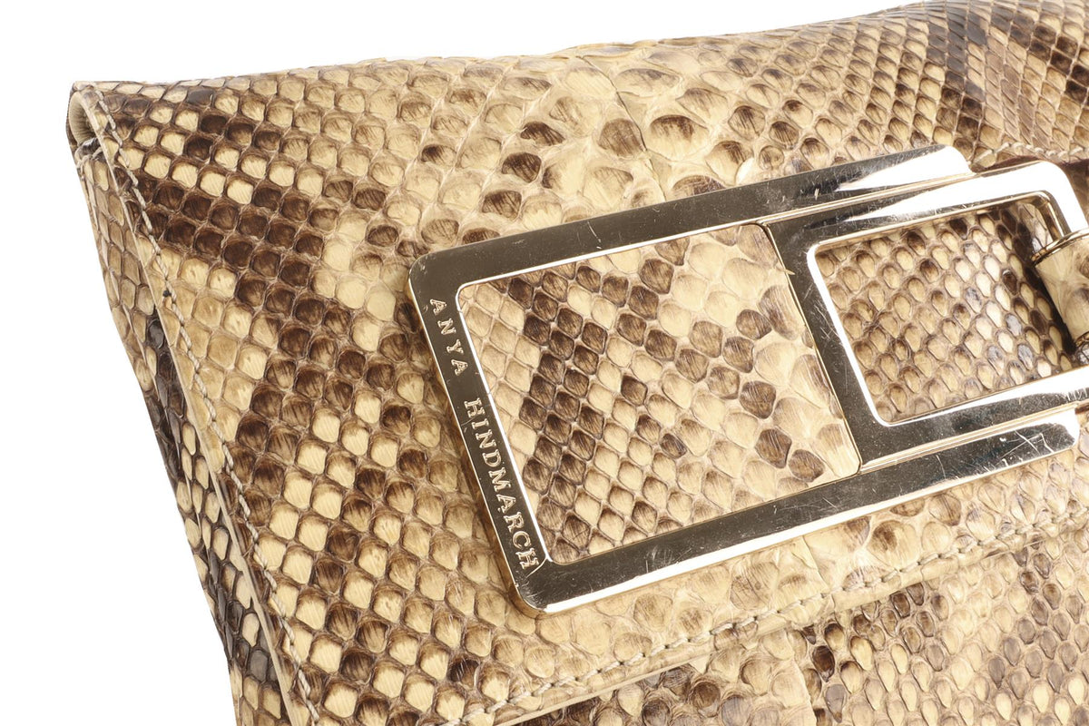 ANYA HINDMARCH BROWN PYTHON CLUTCH
