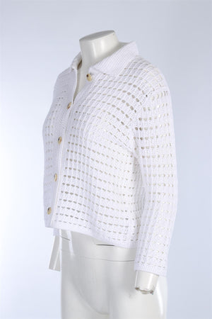 VINCE WHITE COTTON CARDIGAN UK 10