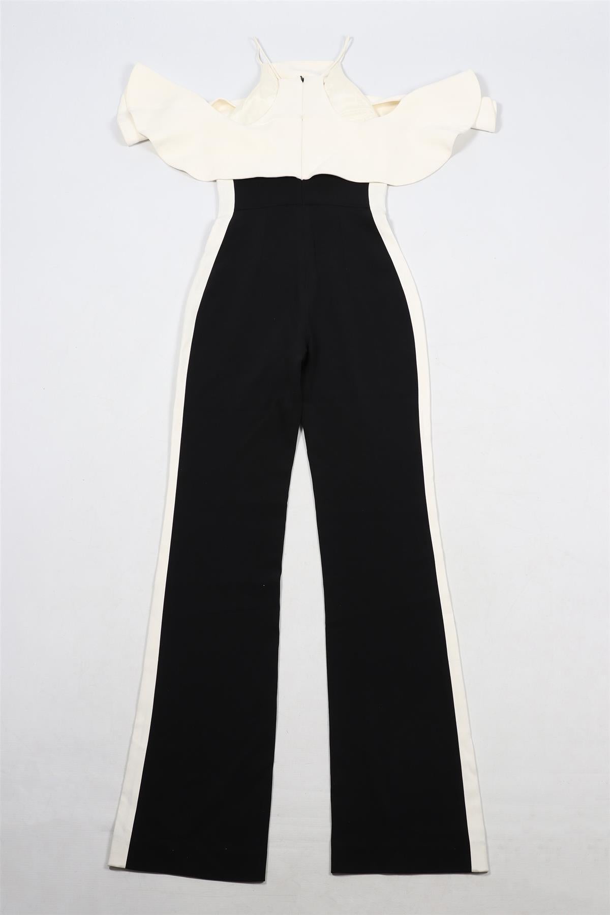 DAVID KOMA IVORY AND BLACK CREPE JUMPSUIT UK 8