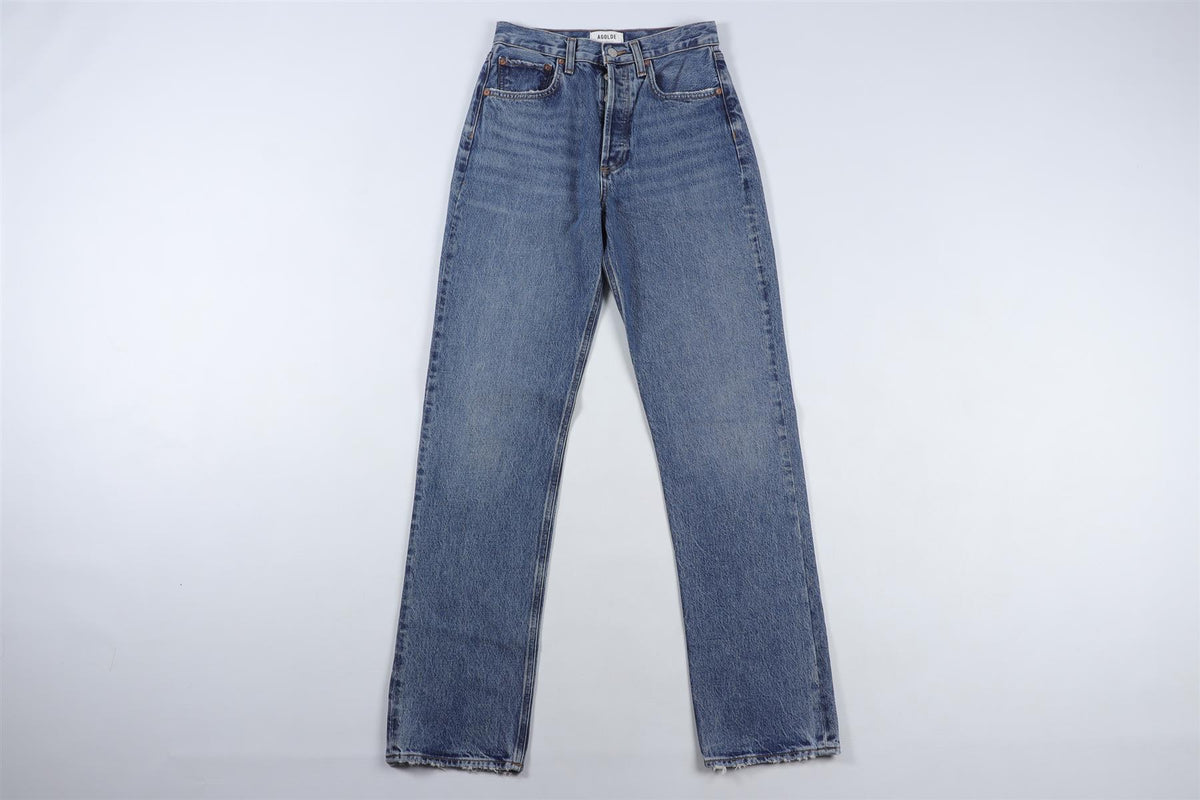 AGOLDE BLUE HIGH RISE STRAIGHT LEG JEANS W24 UK 6