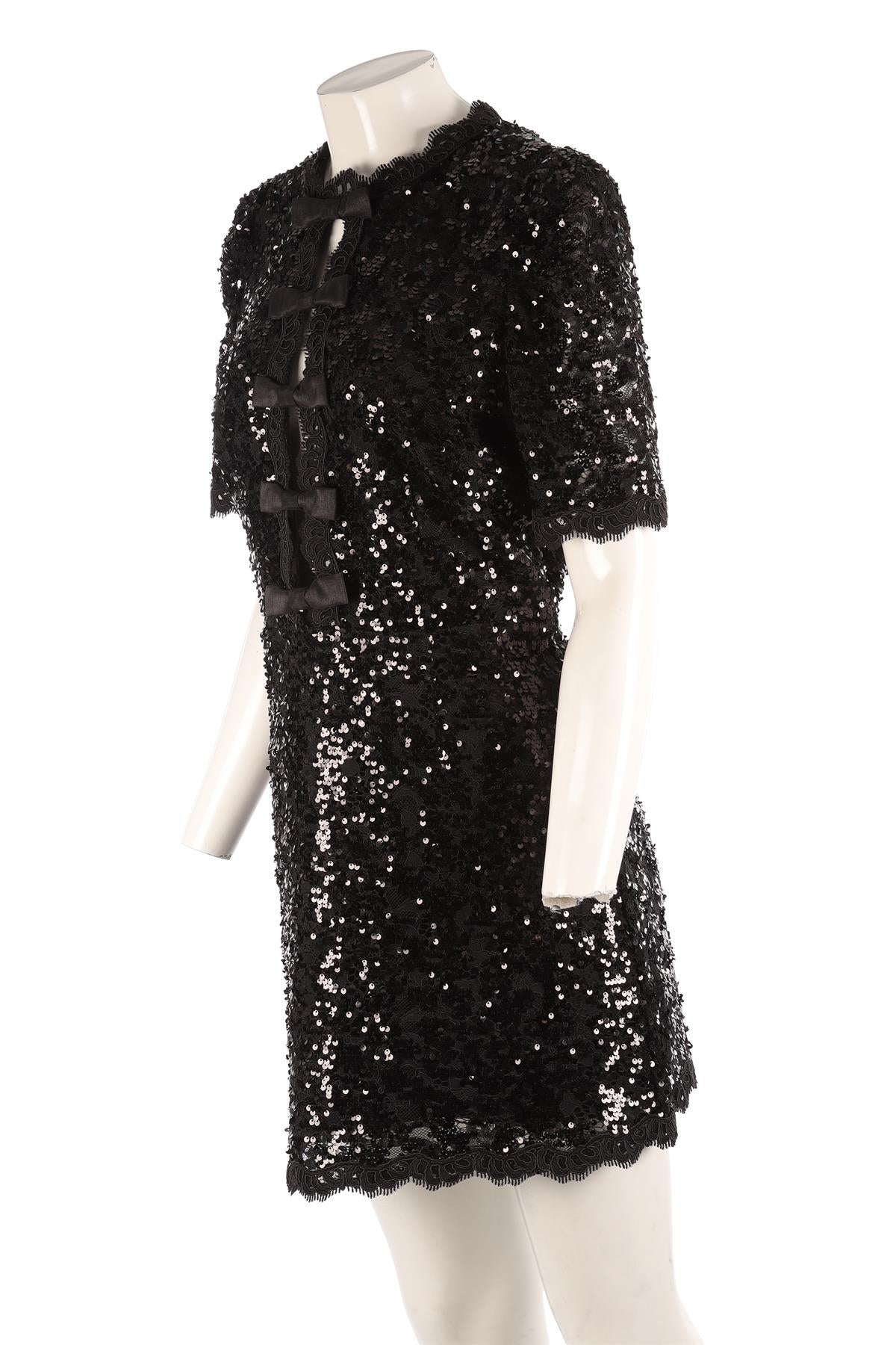 REBECCA VALLANCE BLACK SEQUIN MINI DRESS UK 14