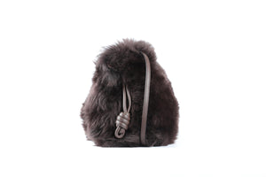 LOEWE BROWN FLAMENCO SHEARLING SHOULDER BAG