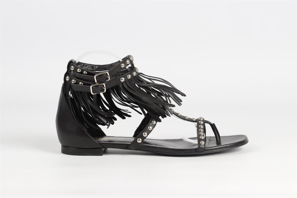 SAINT LAURENT BLACK LEATHER SANDALS EU 39 UK 6 US 9