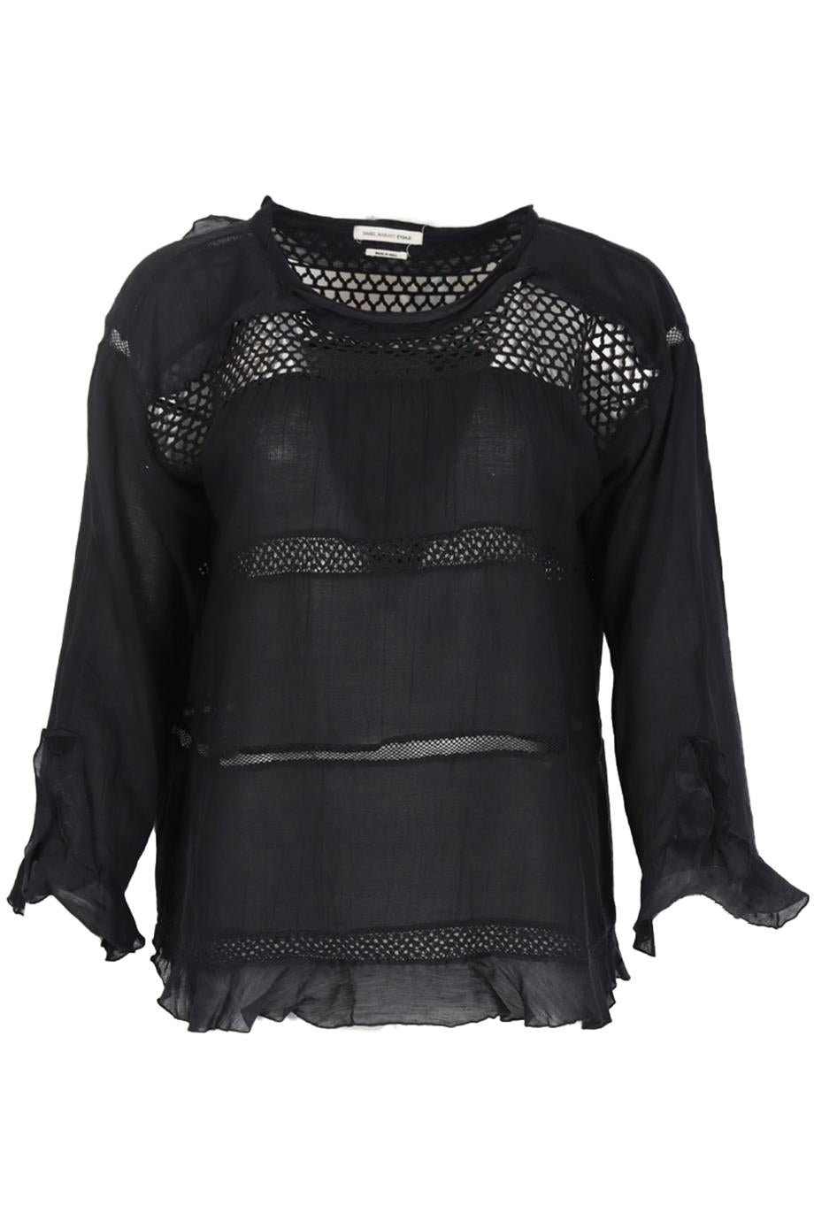 ISABEL MARANT ÉTOILE RUFFLED SILK AND COTTON BLEND TOP FR 34 UK 6
