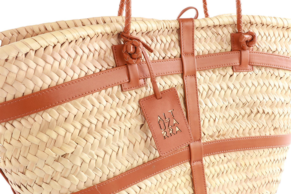 ALTUZARRA TAN WATERMILL LARGE RAFFIA TOTE BAG