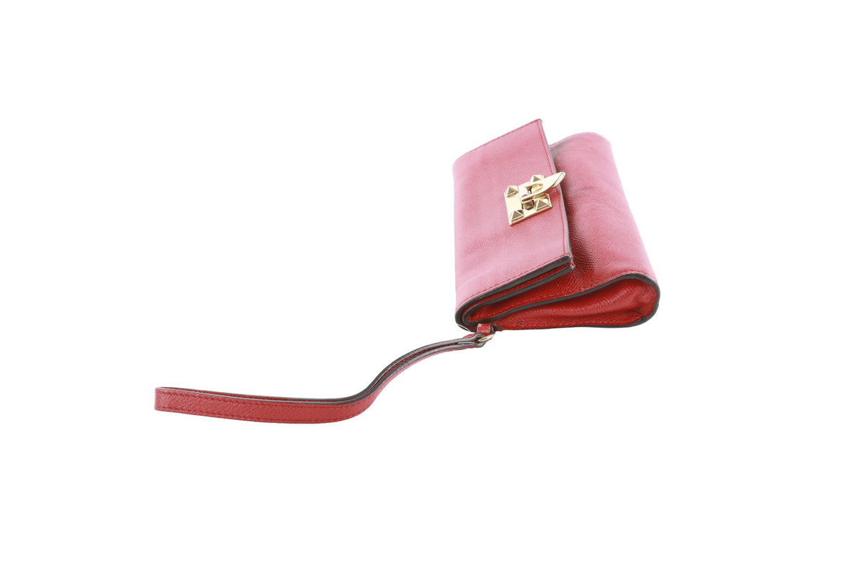 VALENTINO GARAVANI RED ROCKSTUD LEATHER WALLET