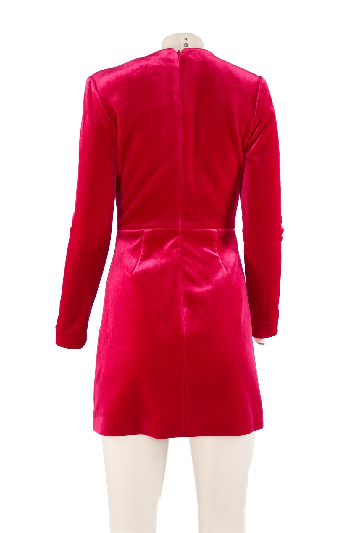 REBECCA VALLANCE PINK VELVET MINI DRESS US 4 UK 8
