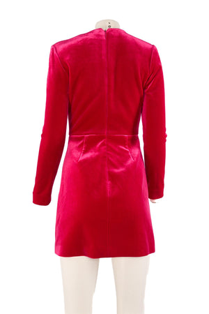 REBECCA VALLANCE PINK VELVET MINI DRESS US 4 UK 8