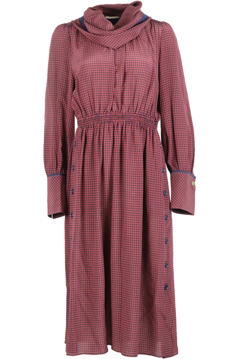 FENDI DRAPED CHECKED SILK MIDI DRESS IT 42 UK 10